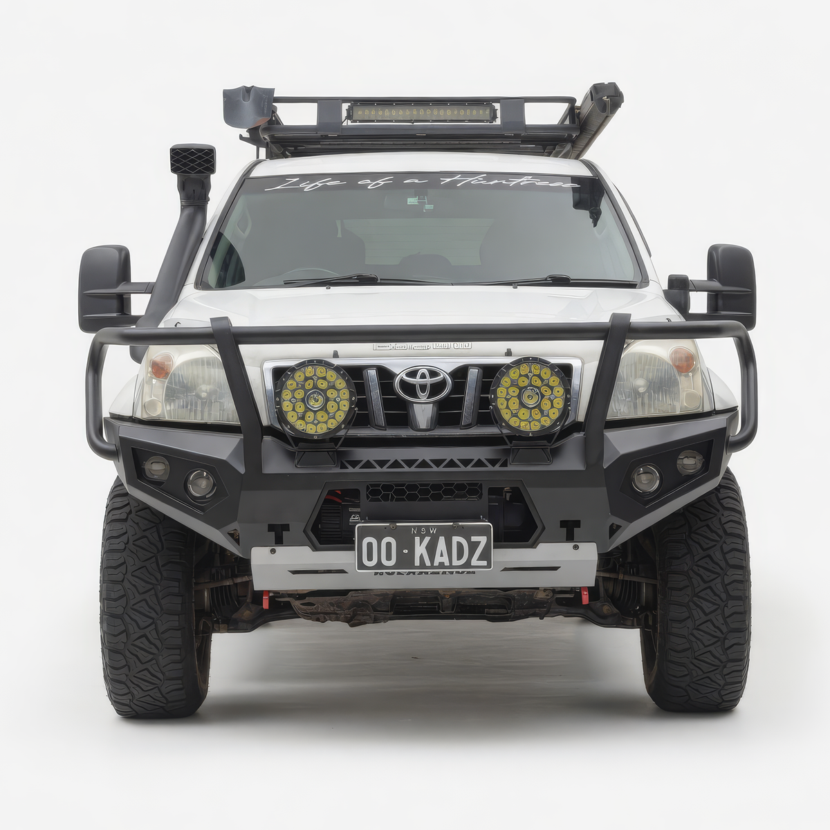 Rockarmor GT Hoop Bullbar Toyota Prado 120 Series front view installed