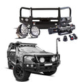 Rockarmor elite bullbar frontal combo in black steel with synthetic winch rope for ford ranger 2005-2020 px1 and 2