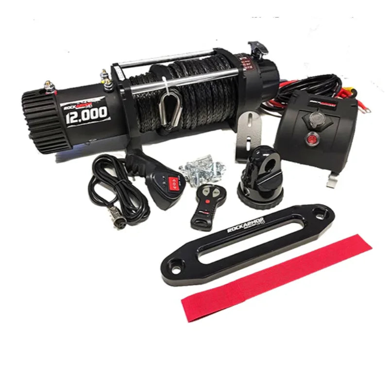 Black electric synthetic winch rope with accessories for rockarmor elite bullbar toyota suit lancruiser 200 series