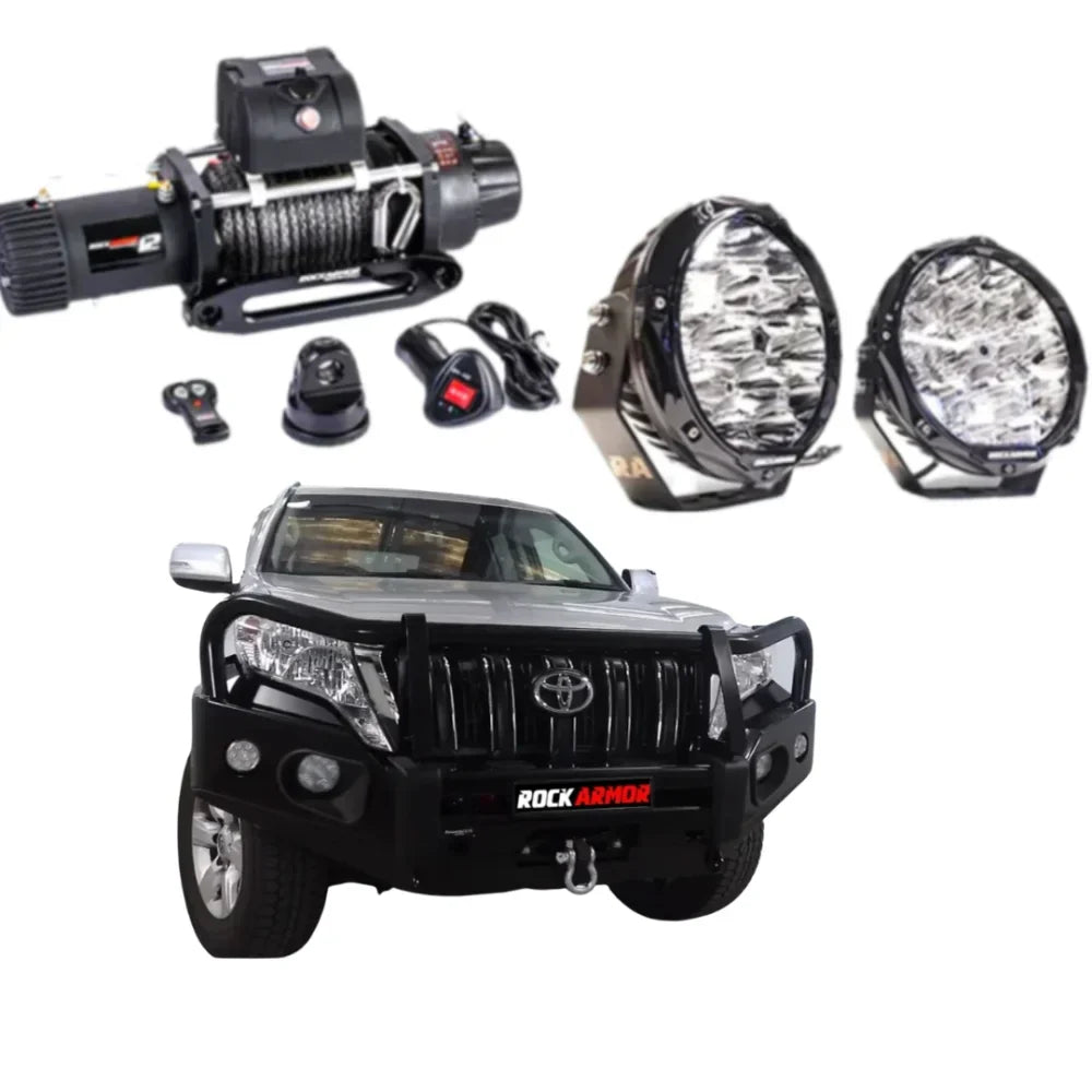 Rockarmor Elite Hoop Steel Bullbar Combo Package - Toyota Prado Fj150 2018-Current (Full Bar Replacement)