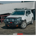 White isuzu dmax fitted with rockarmor elite steel bullbar with hoop design for model years 2017 to 2020