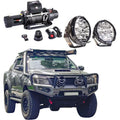 Rockarmor gt hoop bullbar combo pack in black steel for toyota hilux n70 2012-2015 with synthetic winch rope option