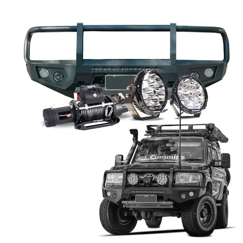 Rockarmor Gt Hoop Steel Bullbar Combo Package - Toyota Landcruiser 79 03/2007 - 11/2023 (Full Bar Replacement)