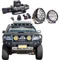 Off-road rockarmor gt steel hoop bullbar combo pack in black for toyota hilux n70 2005-2011 shown from back side