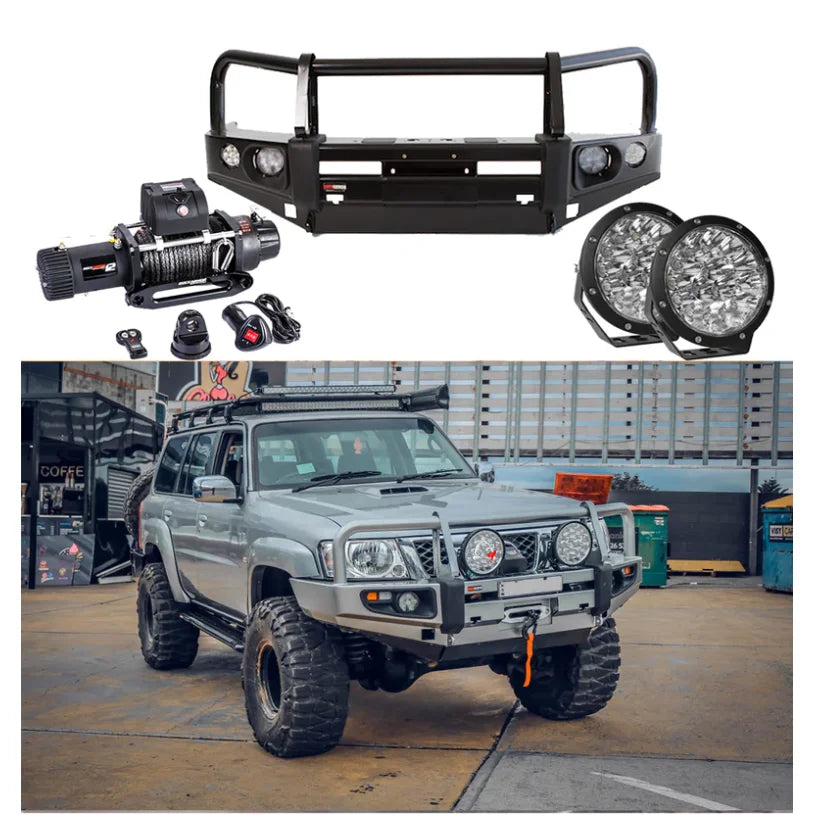 Rockarmor Premium Bullbar Frontal Combo To Suit Nissan Patrol Gu4 2005 To Current (Full Bar Replacement)