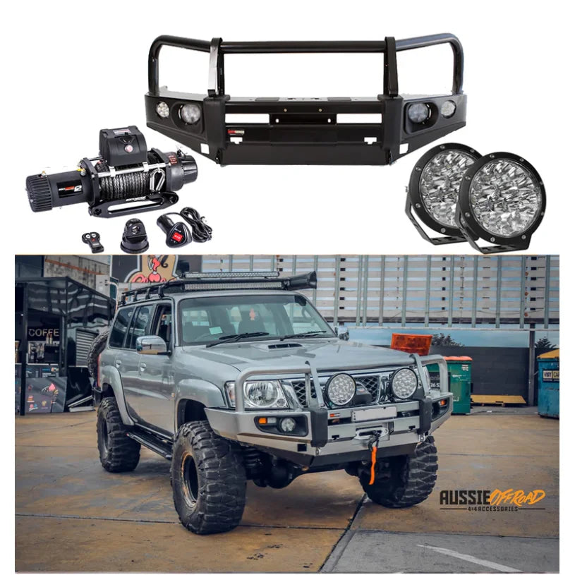 Rockarmor Premium Bullbar Frontal Combo To Suit Nissan Patrol Gu4 2005 To Current (Full Bar Replacement)
