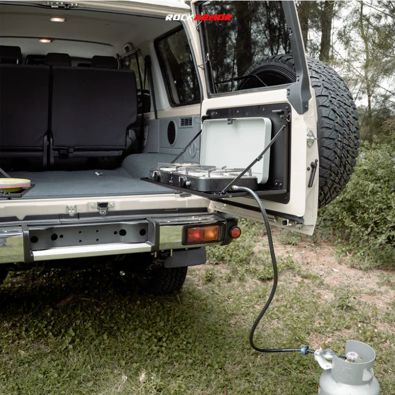 Rockarmor Rear Folding Table  And Pantry To Suit Prado 120