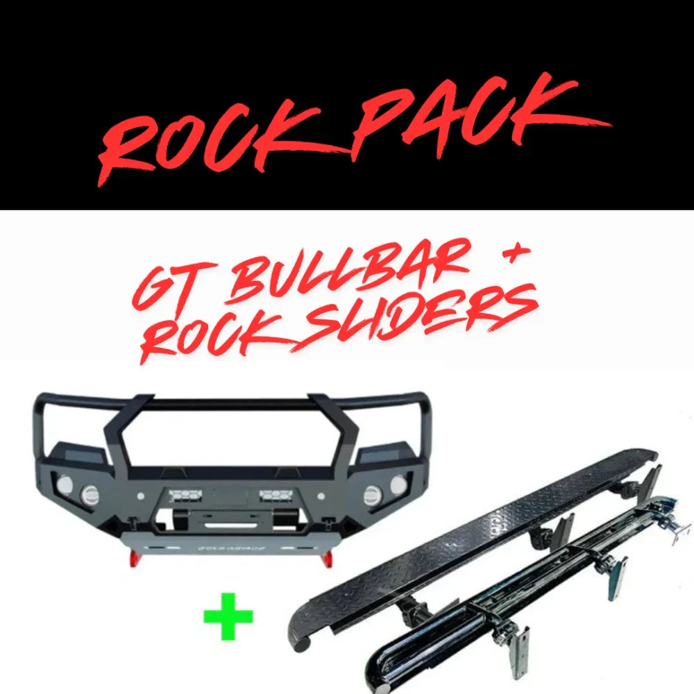 Rockarmor Rock Pack — Toyota Landcruiser 78 Troopy 03/2007 - 08/2022 | GT Hoop Bullbar + Rock Sliders