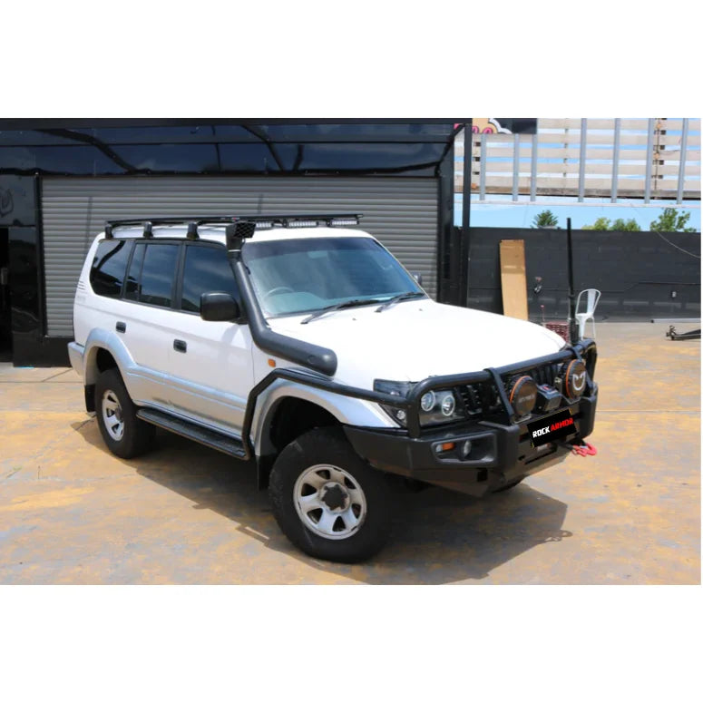 White off-road toyota prado fj90 with black rockarmor steel rockslider side steps 52mm diameter steel rockslider fit